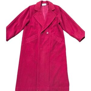 Vintage LL Bean Red Wool Blend Full Length Trench Coat Sz 12 Petite City Classic